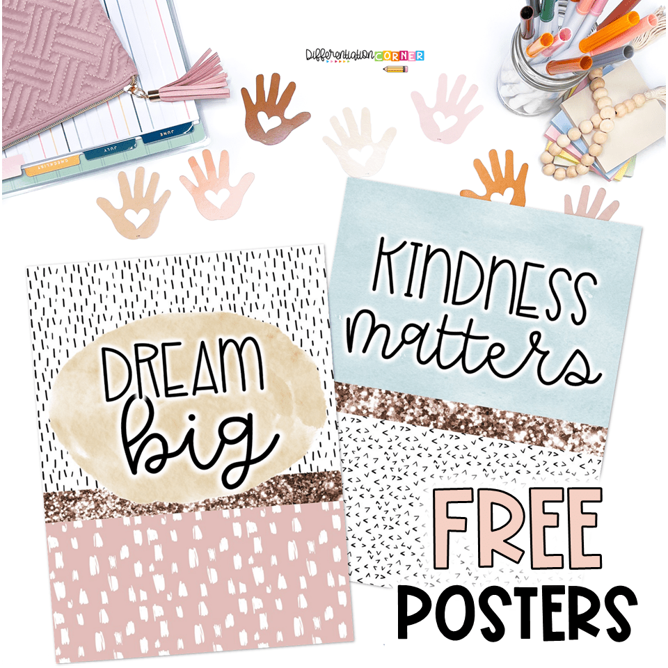 Try the Boho Classroom Vibe for Free: Neutral Calming Classroom Growth Mindset Posters
