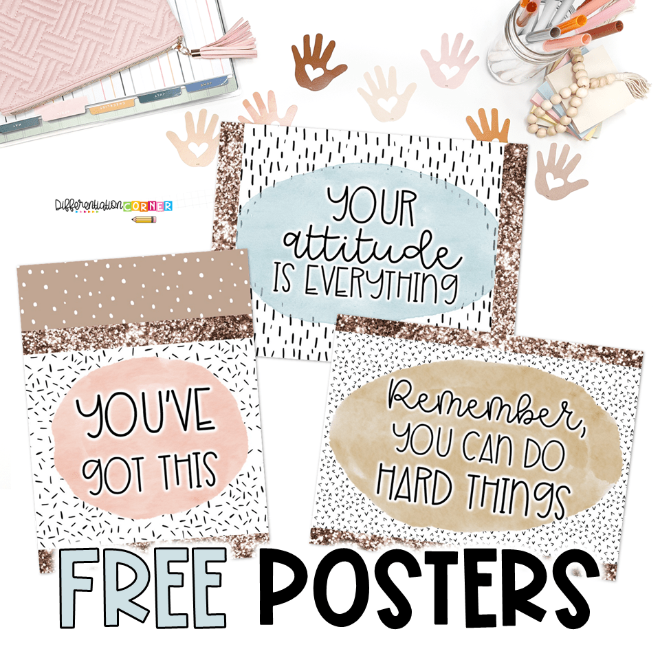 Try the Boho Classroom Vibe for Free: Neutral Calming Classroom Growth Mindset Posters