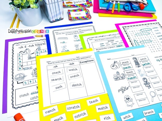 tch words endings words with tch and ch tch words worksheet