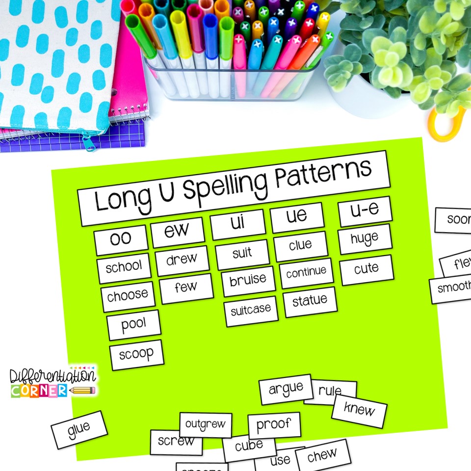 long u worksheets, long u words, long u sounds