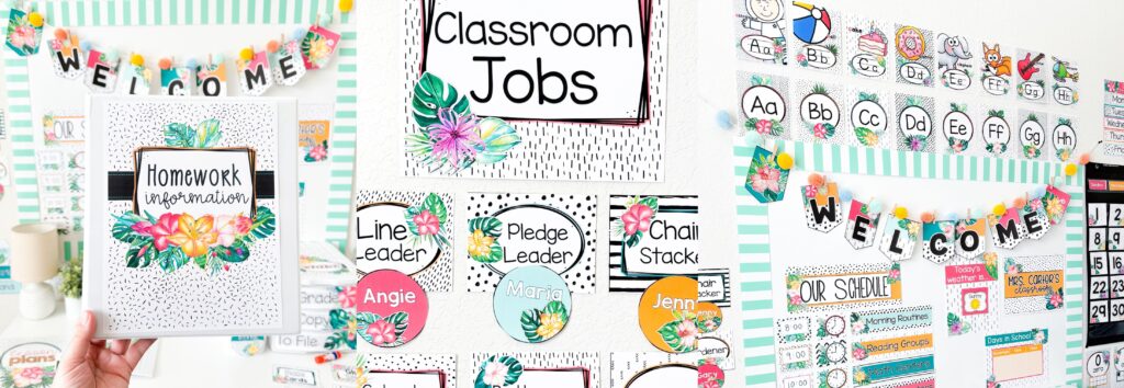 Colorful Classroom Without the Chaos (10 Decor Ideas That Actually Work) 5 colorful classroom decor colorful classroom themes colorful classroom ideas tropical classroom decor tropical themed classroom rainforest classroom decor