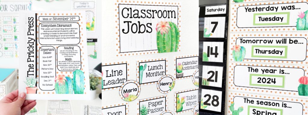 Colorful Classroom Without the Chaos (10 Decor Ideas That Actually Work) 6 colorful classroom decor colorful classroom themes colorful classroom ideas plant classroom decor cactus themed classroom