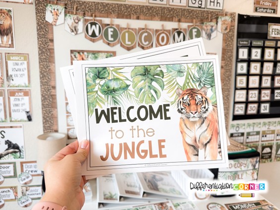 Jungle Classroom Decorations: Easy Ideas for a Cohesive Setup + Free Posters 1 jungle classroom decor jungle classroom theme safari theme for classroom safari classroom decor bulletin board